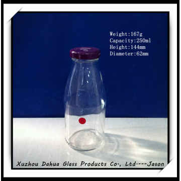 OEM/ODM 250ml Glass Milk Bottle with Tin Lid